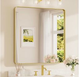 GOLD BATHROOM VANITY MIRROR