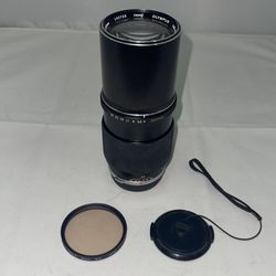OLYMPUS OM-SYSTEM E.Zuiko Auto-T 200mm Telephoto Camera Lens + Extras. JAPAN.