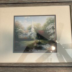 Hometown Chapel By Thomas Kinkade. 14 1/2 X 17 1/2 Frame Included Along With Certificate Of Authenticity