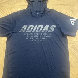 Adidas Freelift Climalite hooded mesh t-shirt in navy blue. Size large.