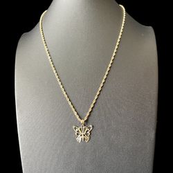 20” 10K Yellow Gold Rope With Butterfly Set