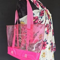 Pink Tote Transparent Clear 12 X 15