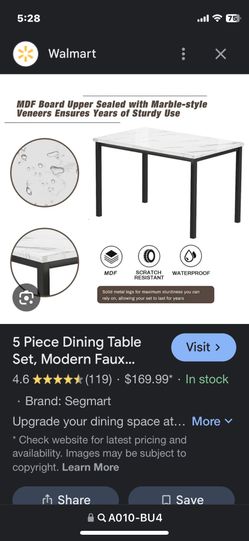 Kitchen Table W Faux Marble Top- Brand New In Box