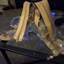 Tan & Clear Heels 