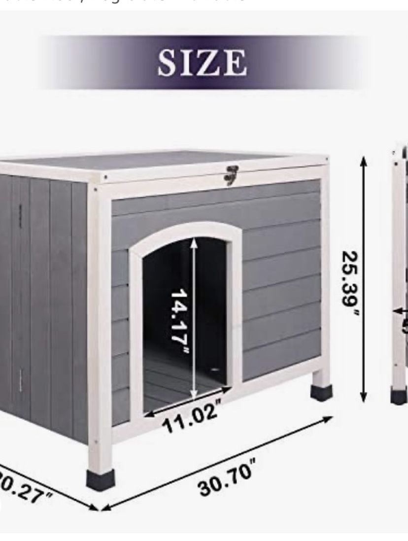 Friday discount 31'' Portable Wooden Dog House Indoor, Easy Assembly, Insulated Pet Kennel Shelter with Opening Roof and Removable Floor, Dog Crate En