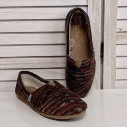 TOMS Brown Knit Multi Fleece Lined Classic Slip On Women’s Sz W7