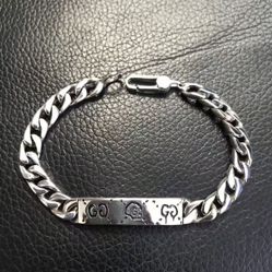Elf skull couple Cuban chain sterling silver bracelet unisex couple style
