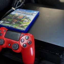 PS4 w/ red controller & Minecraft