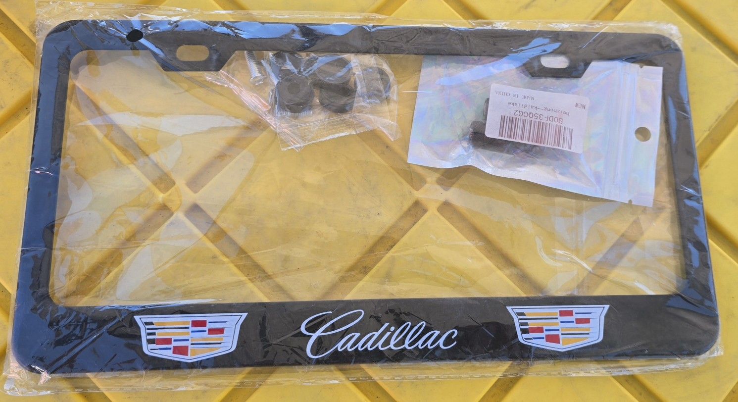 Cadillac License Plate Frames and Tire Valve Stem Caps 