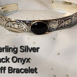 Black Onyx Sterling Silver Bracelet 