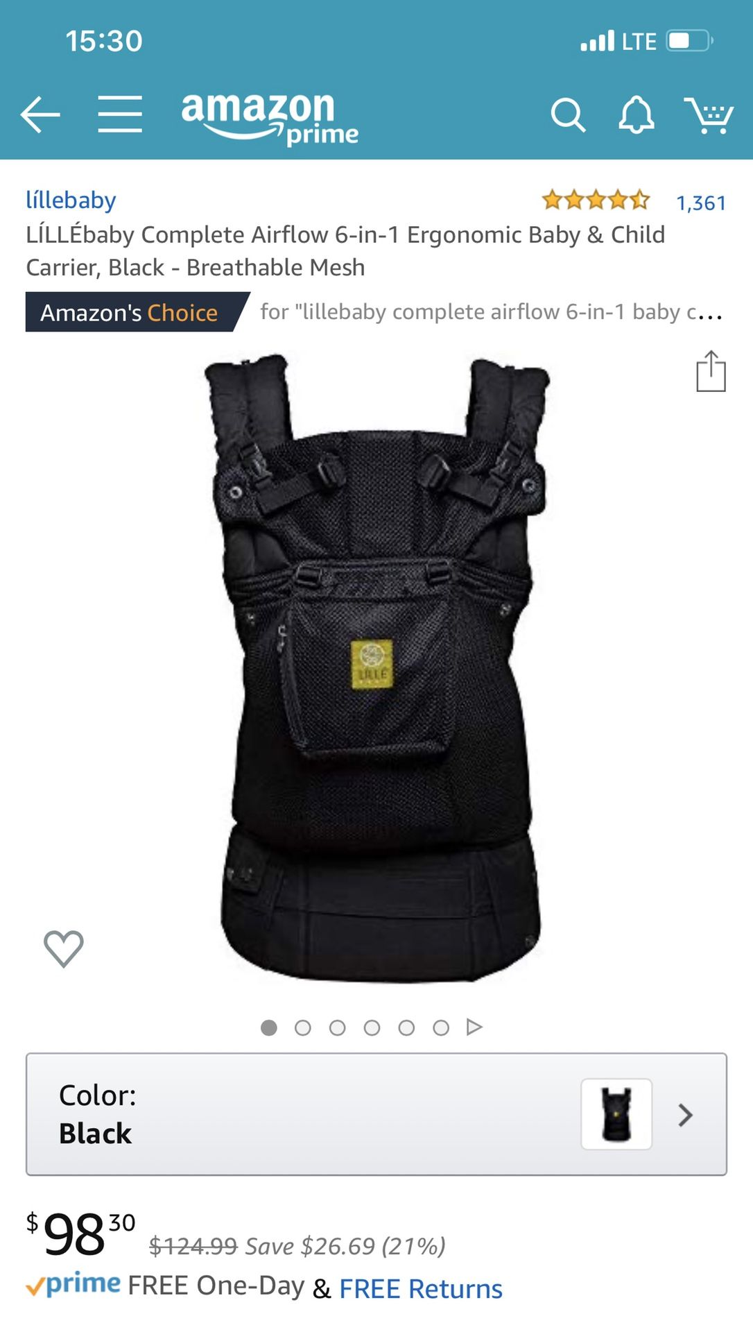 Lillebaby complete airflow 6-in-1 baby carrier