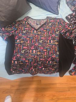 Printed Scrub Top Healthcare Theme