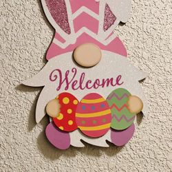 Brand-new Easter Bunny Gnome Welcome Sign 