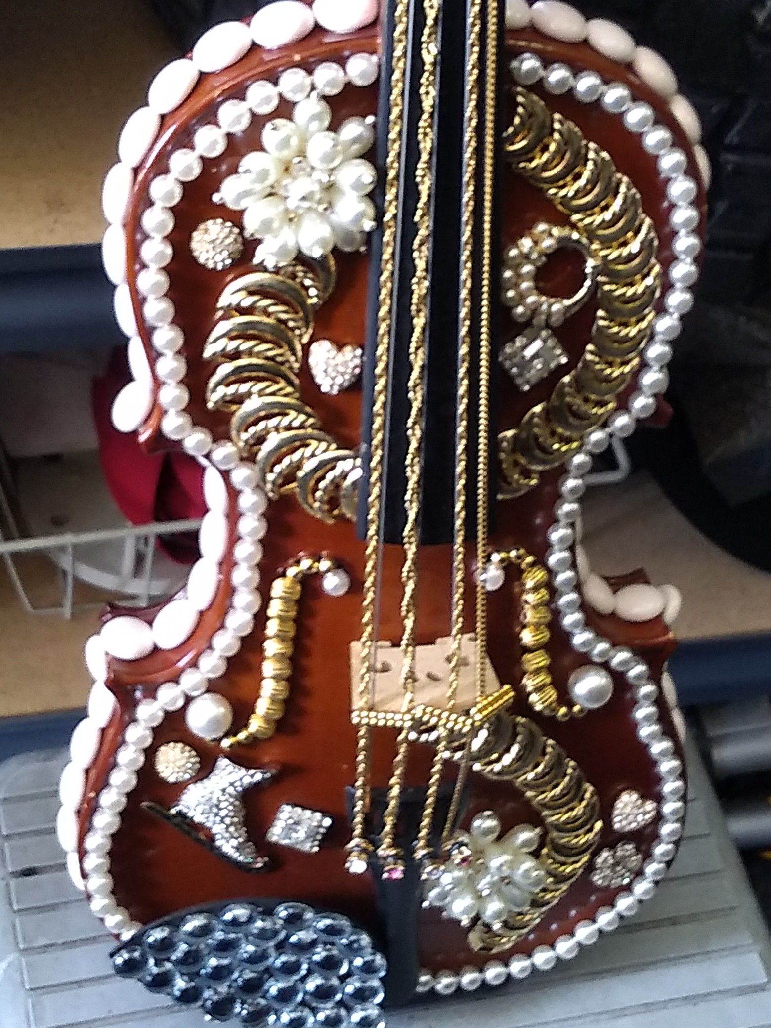 Bedazzled violin only for decor