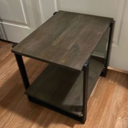 Industrial Wood and Metal End Table