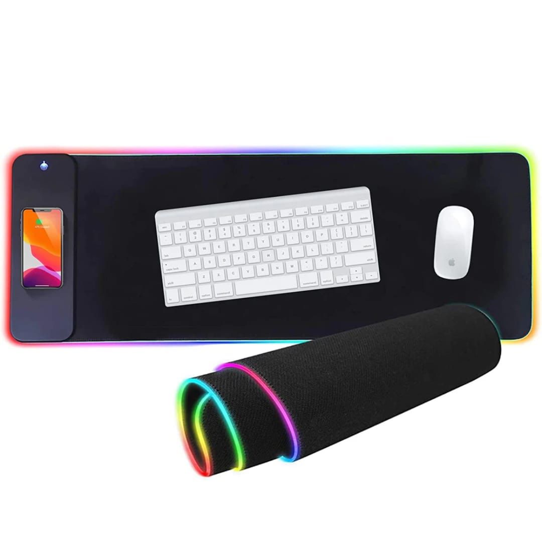 RGB Gaming Mouse Pad with Wireless Charger 15W Charging for iPhone and Samsung