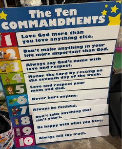 Ten Commandments Visual Aid with Velcro descriptions