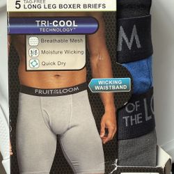 Fruit of the Loom Breathable Stretch Mens 5 Pack Boxer Briefs Size L