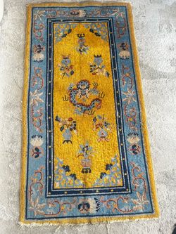Hand Knotted Wool Gold Oriental Rug 3x6 RUG