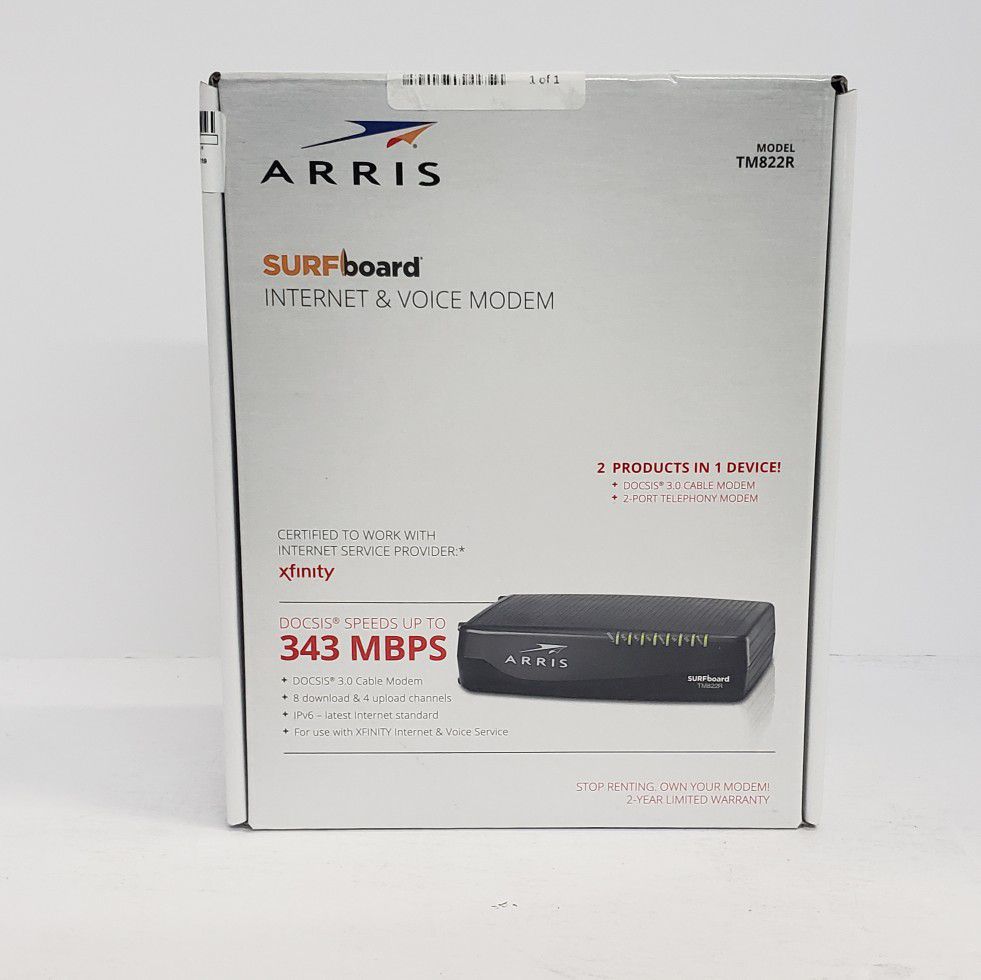 Brand New Arris Surfboard Internet & Voice Modem TM822R