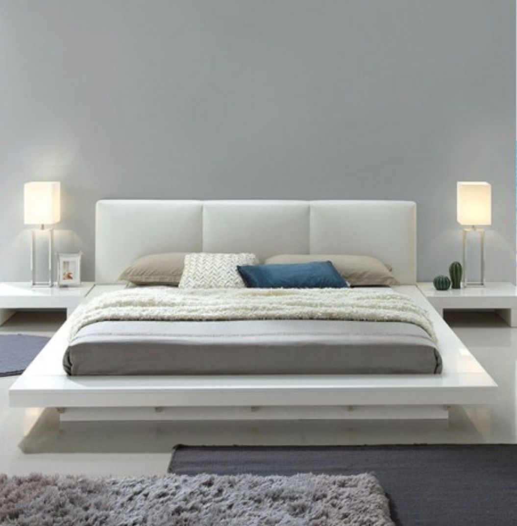 4pc Queen Bedroom Set - White Queen Bed Dresser Mirror Nightstand
