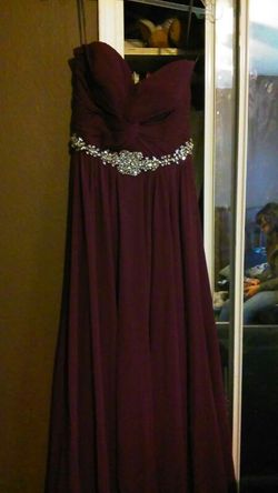 Purple strapless gown