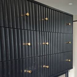 Fluted 6 Drawers Dresser For Bedroom, 54" Wide Wood Dresser, Chest Of Drawers 