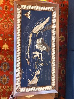 Vintage framed Pacific Islands map art