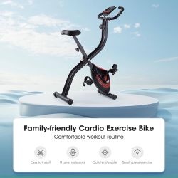 Bike 3 IN 1 Stationary Bike Folding Exercise Bike with 8-Level Adjustable Resistance Comfortable Seat Cushion LCD Monitor 265 lbs Weight Capacity for 