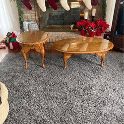 Oak Coffee Table And End Table