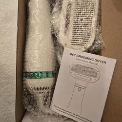 2-in-1 Pet Grooming Dryer & Brush for Dogs & Cats - Fast Drying, Shedding & Tangle Reduction, Portable Hair Dryer