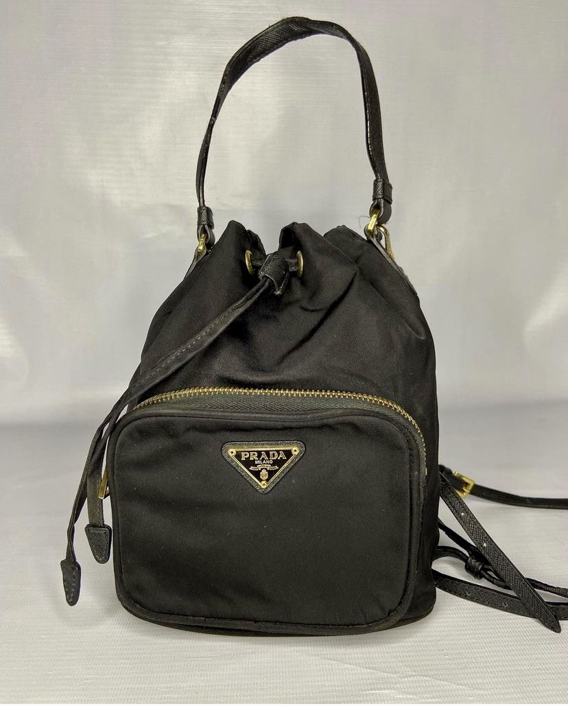 Pre Owned Authentic Prada Duet Bucket Shoulder Bag Made ITALY