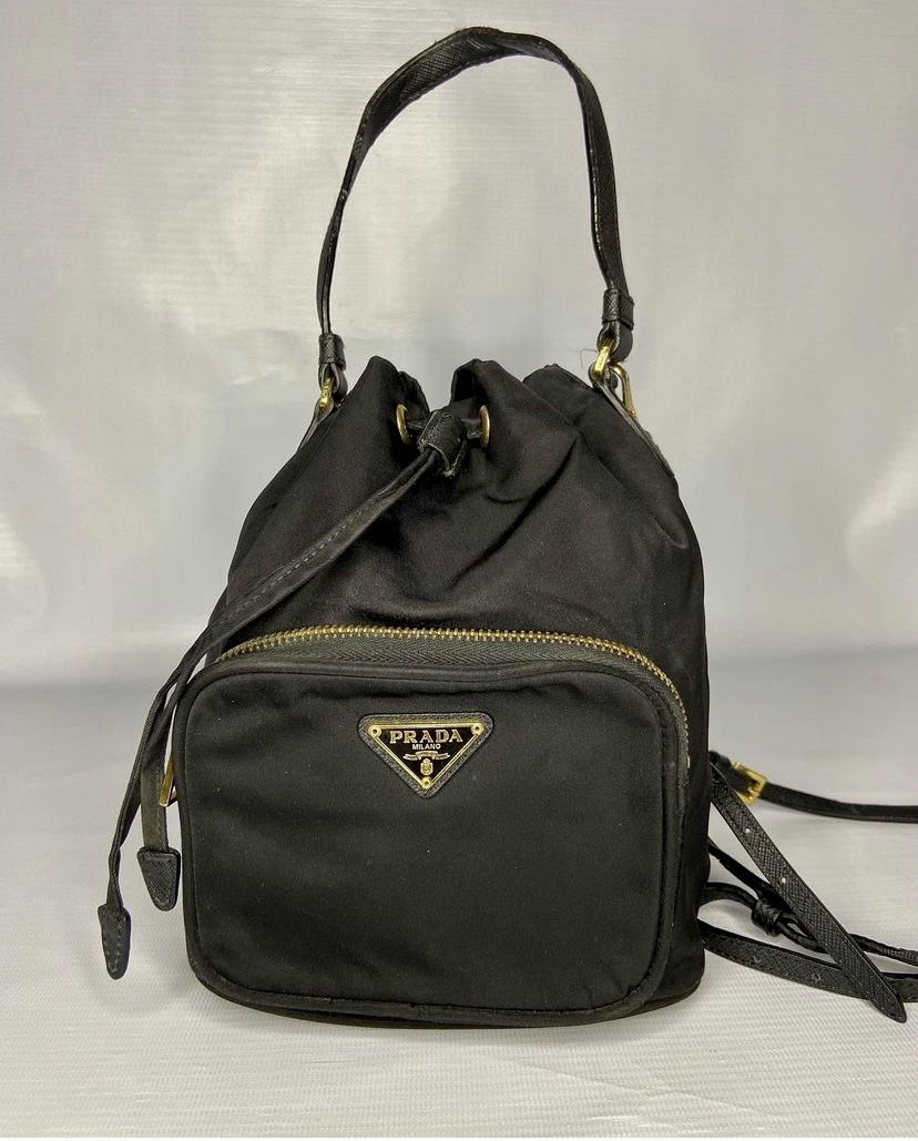 Pre Owned Authentic Prada  Duet Bucket Shoulder Bag Made ITALY 