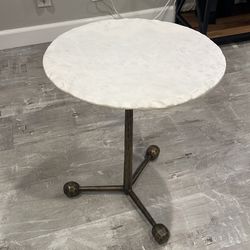 TOV White Marble Side Table
