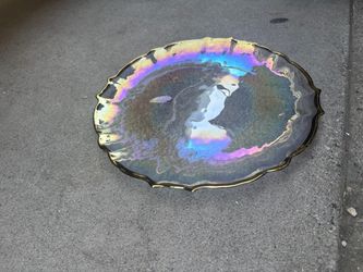 Clear glass, gold rim charger plates for ent