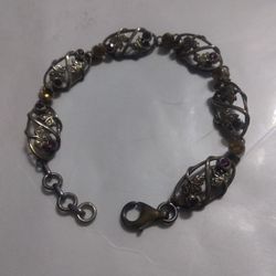 925 Silver Bracelet With Multicolor Gemstone Adjustable Lent Use