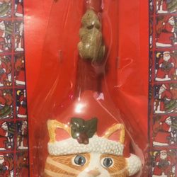 Cat Candle Holder With Candle And Mouse 