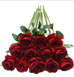 New Artificial Red Roses Bouquet Set of 12