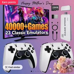 M15 Plus Retro Game Stick USB - 2026 Plug & Play Home Video Game Console, 2 Wireless Button Controllers, Cool Gadgets Vintage Gadgets Unique Gifts for