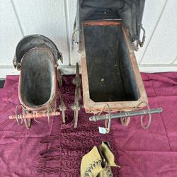 Antique Doll Buggies & A Pair Of Victorian Shoes 