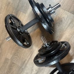 Standard Adjustable Dumbbells Cast Iron Plates.  Total : 80 lbs
