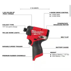 Milwaukee M12 Fuel 1/4” Impact