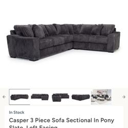 Casper 3 Piece Sofa Sectional In Pony Slate