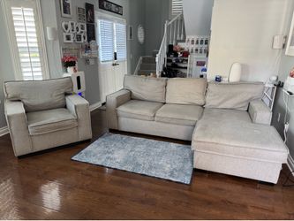 Section sofa couch with pull out sofa bed and side chair