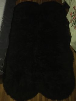 Black fluffy rug