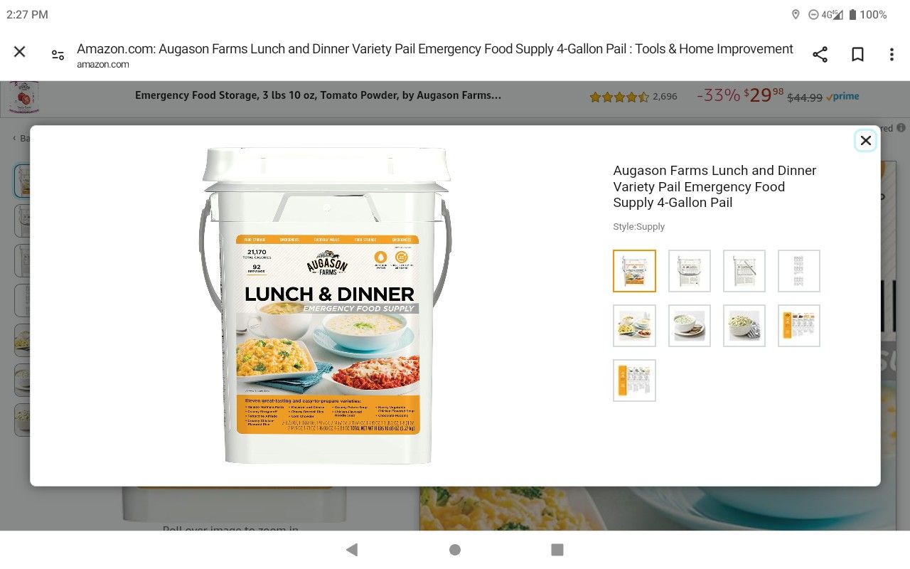 4 Patriots 3 Month Food Supply And Augason Farms Lunch and Dinner and