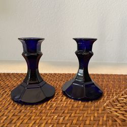 Dark Blue Taper Candle Holders