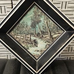 Vintage Joseph Lord Hand Painted Original W Frame /on Tile 9x9inch W The Frame 