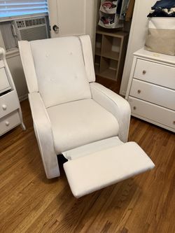 White Velvet Nursery Glider Recliner Chair