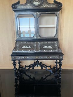 Antique Napoleon III Style Ebonized Display Cabinet / Vitrine